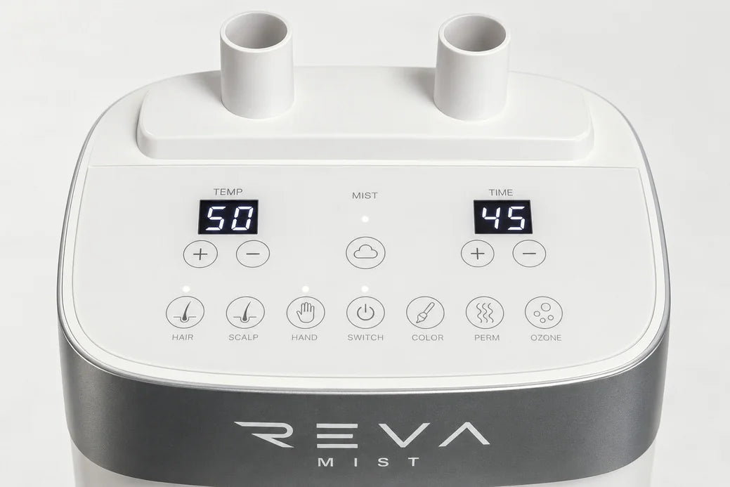 Panneau tactile Reva Mist : température, durée, brume et modes de soin