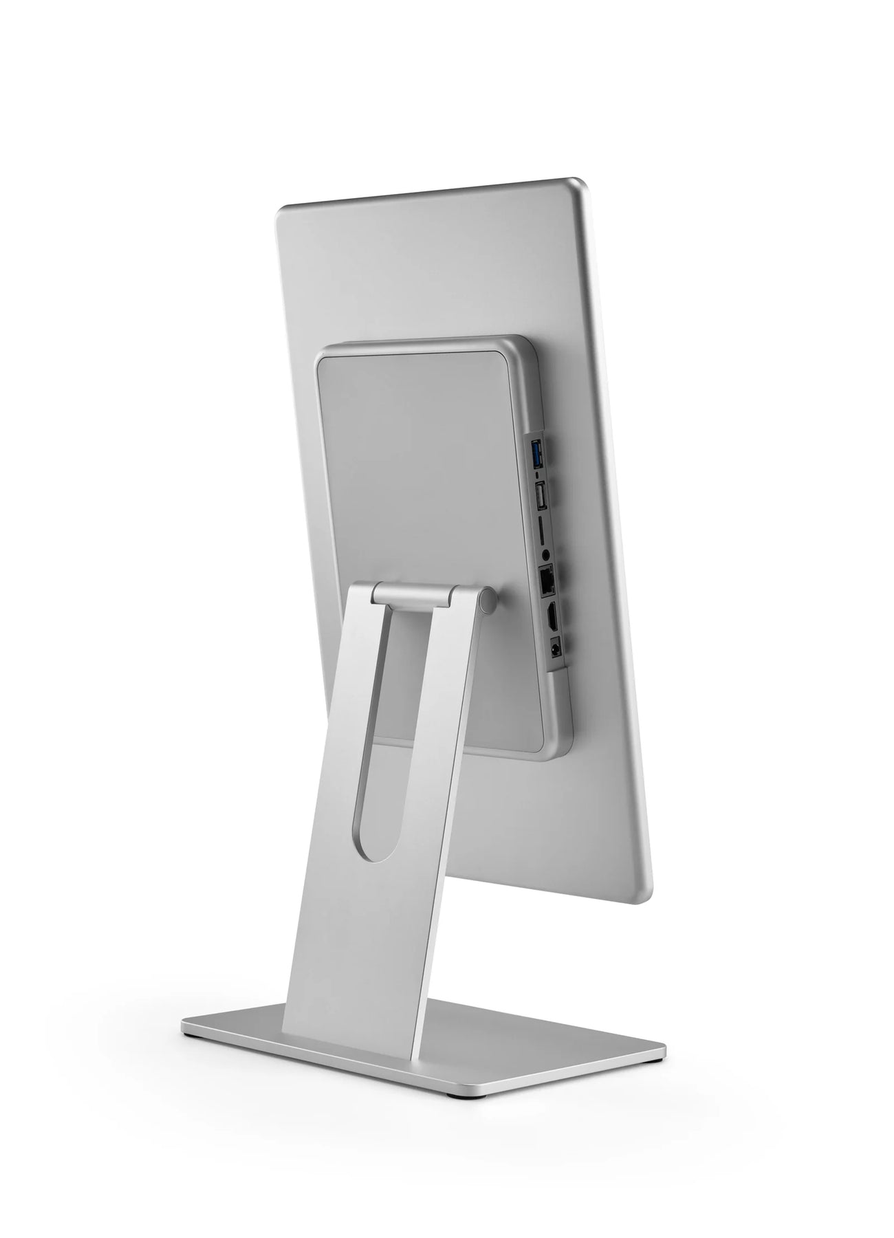 Rückseite des LinaVision-Tablets mit Standfuß und Anschlüssen