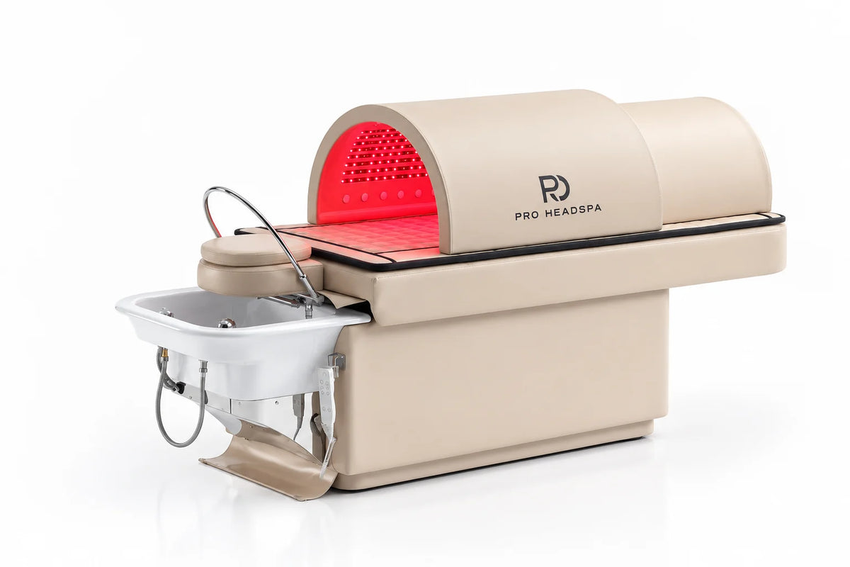 Table Headspa Ultra équipée du Dôme Sauna Ultra Prestige pour le rituel simultané